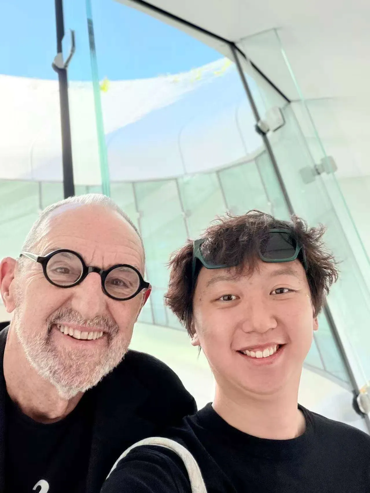 Qiwei and Thom Mayne at the Lucas Museum one day before its opening
